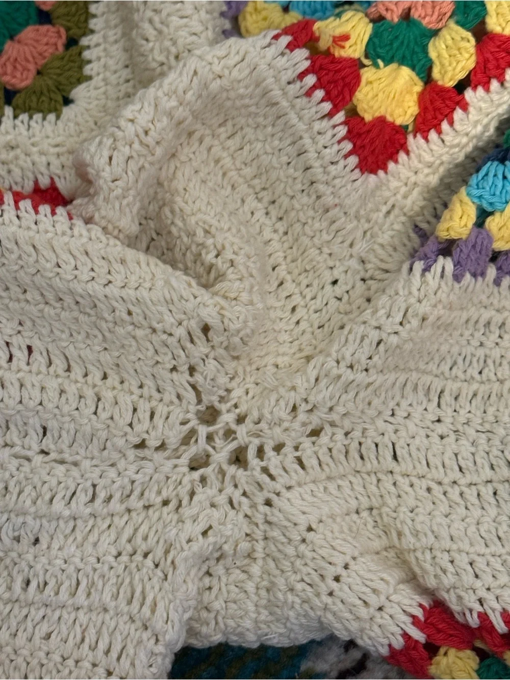 Free People x Flook Crocheted Granny Square Long Shorts Artisan Made Bali